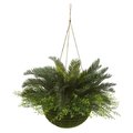 Nearly Naturals Cycas Artificial Plant in Mossy Hanging Basket 4286